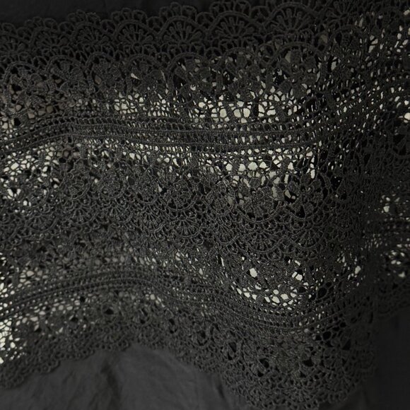 Elan Black Lace Tiered Maxi Dress Large Tie Spaghetti Straps Tassel Flowy Boho - Picture 6 of 13